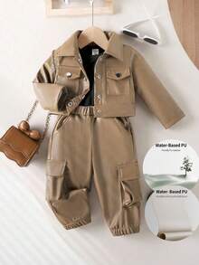 SHEIN Playful Pals 3 Stücke/Set modischer und cooler Streetstyle Outfit für Baby Mädchen, Frühling/Herbst