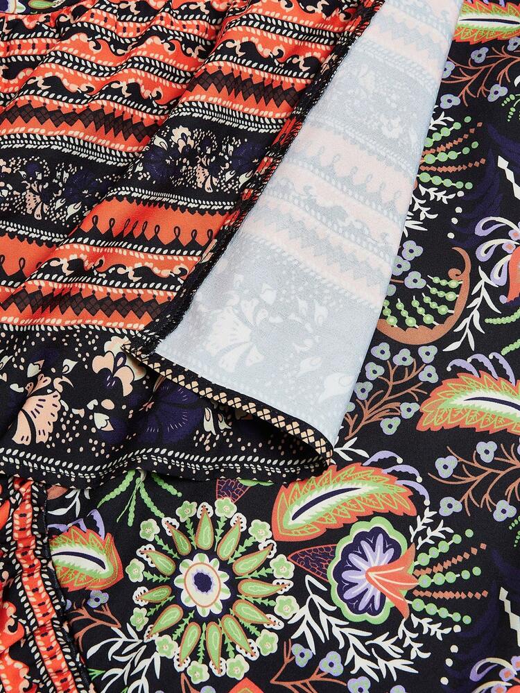 SHEIN LUNE Plus Size Print Skirt For Daily Wear - Multicolor - View 8