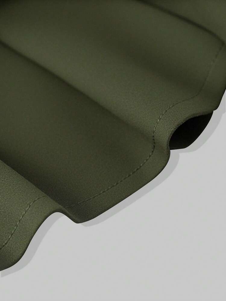 SHEIN بدلة رسمية مكونة من بليزر ضيق وبنطلون أخضر زيتوني مناسبة للفتيات المراهقات، أناقة المسافر - اخضر زيتون - مشاهدة 6