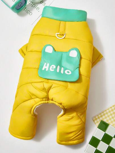 PETSIN 可爱卡通风格四足宠物连体衣 - 防风舒适羊毛服装，适合小型犬和猫，适合日常室内外穿着