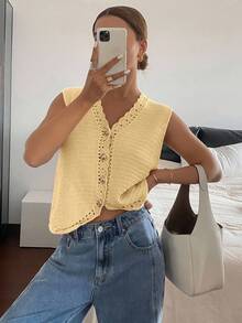 Siren Gaze Women Plain Knit Pullover, Fashion Suitable For Summer In Fall/Winter Spring Casual - Mustard Yellow - View 6