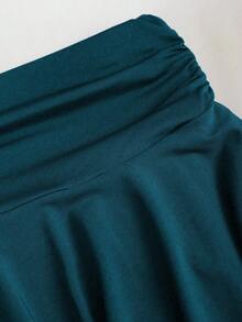 Sweetra 女式夏季金属花朵装饰细肩带背心和褶皱多层迷你裙套装 - 水鴨藍 - 查看 7