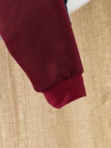 SHEIN Genkimix Kids 男童休闲罗纹腰带和下摆五片式运动裤 - 彩色 - 查看 4