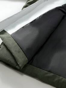 Manfinity Homme Men's Quilted Zip-Up Hooded Long Sleeve Padded Coat, Winter - Army Green - View 8