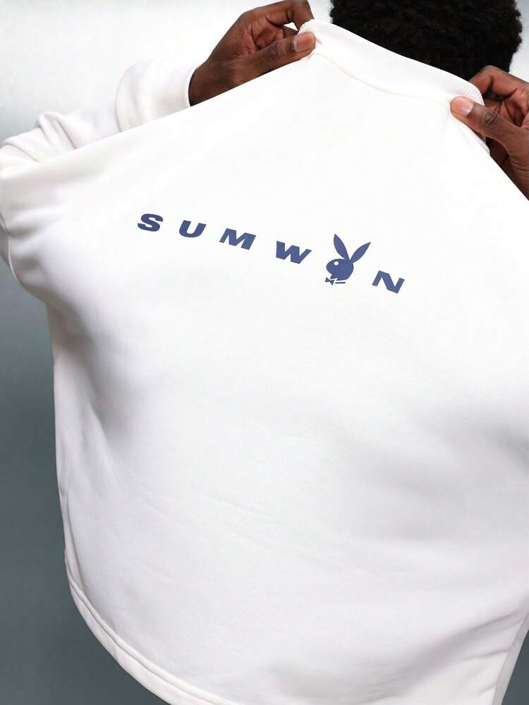 PLAYBOY X SUMWON 토끼 로고 프린트 크롭 스웨트셔츠