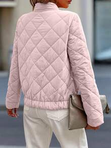 EMERY ROSE Áo khoác cổ bóng chày có khóa kéo dành cho nữ, Thu/Đông - Bụi hồng - Xem 2