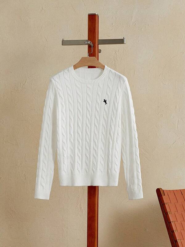 Manfinity Unisex Jersey de punto casual y holgado de manga larga para hombres, de uso diario y de moda para adultos jóvenes, de punto de trenza, para otoño e invierno