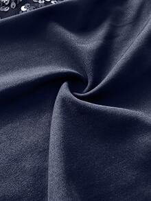 TRNVIE 女士性感露背吊带背心，串珠拼接，松紧腰身，适合夏季度假 - 藏蓝色 - 查看 7