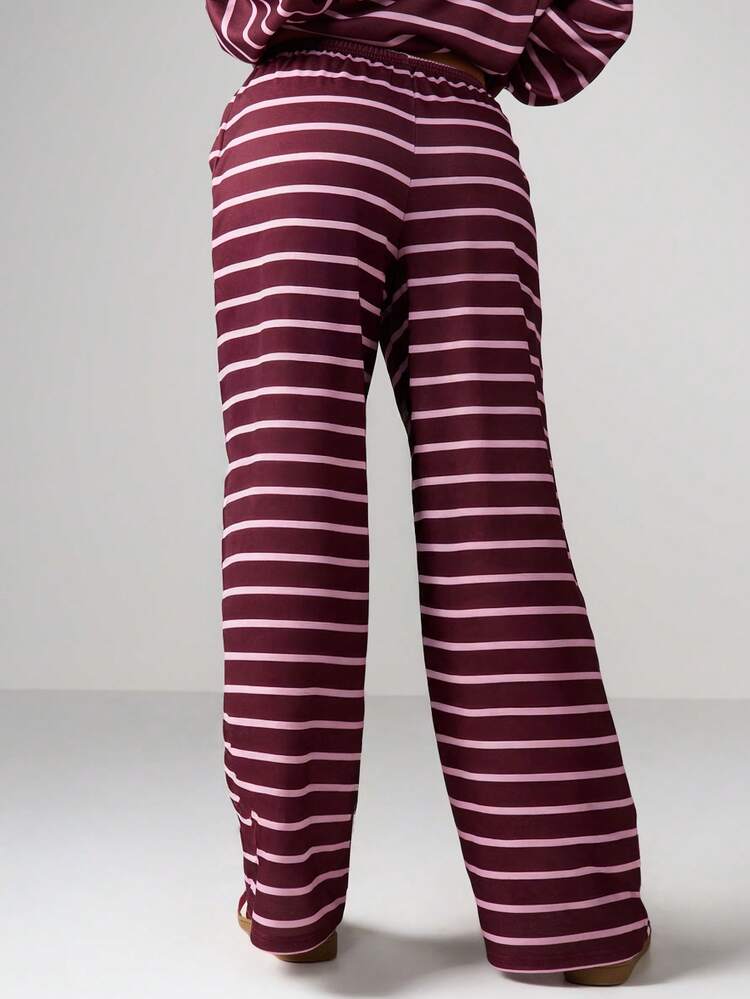 MISSGUIDED Pantaloni della tuta a gamba ampia con coulisse a righe per l'autunno e l'inverno