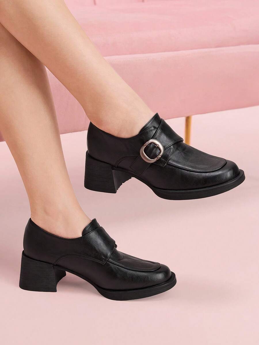 CUCCOO DOLLMOD Women's Fashion Thick Sole Slip-On Sandals - Casual/Commute Slip-On Buckle Shoes, Comfortable & Convenient - Black - View 1