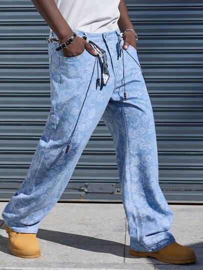 Street Life Calze casual in denim jacquard alla caviglia per uomo