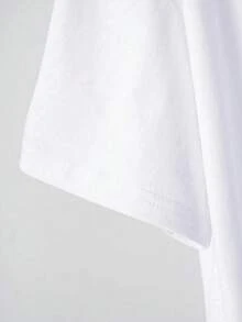 BOO Floral Halloween T-Shirt With Lettering, Ghosts, Pumpkins And Autumn Flower Embroidery Effects, White, Summer, Casual, Women's Day T-Shirt, 100% Cotton - 白色 3 - 查看 3