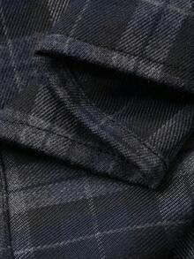 DAZY 青少年男孩休闲格子长袖衬衫，秋季 - 藏蓝色 - 查看 7