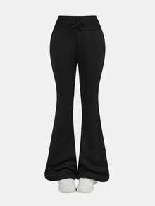 SHEIN Tween Girls Casual Knit Jogger Pants - Black - View 6