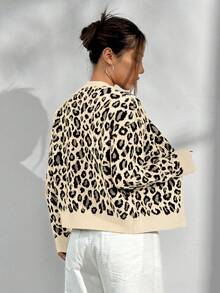 SHEIN Unity Casual Loose Leopard Print Cardigan, Autumn/Winter - Multicolor - View 5