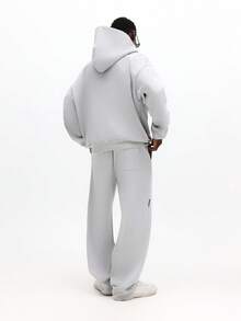 SUMWON Regular Men's Oversized Hooded Sweatsuit Co-Ord Set Fleece Hoodie Sweatpants Tracksuit Winter Loungewear - Grey - View 2