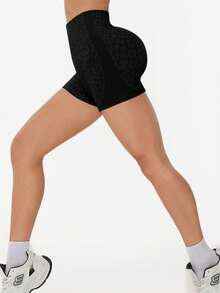 Easithlete Quần short chạy bộ/yoga cạp cao ôm vừa vặn dành cho nữ - màu đen - Xem 3