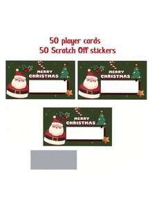 50 张/30 张圣诞刮刮卡，带有圣诞老人和圣诞树图案 - DIY 节日礼券、派对游戏奖品，包括刮刮贴纸、圣诞节 - 彩色 - 查看 12