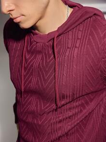 STEELVANCE 男士休闲条纹针织红色连帽衫，男女皆宜，复古男士休闲学院风秋冬款 - 紅色 - 查看 2