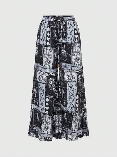Women's Retro Gothic All-Match Versatile Mushroom, Sun, Moon, Star, Snake Print Wide Leg Pants