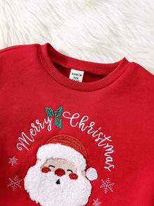 4件套男宝宝亲子装 - 可爱卡通图案保暖长袖卫衣，男女宝宝冬季圣诞节圣诞老人刺绣卫衣 - 彩色 - 查看 7