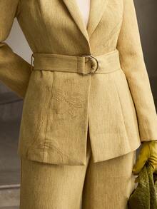 ZEYLAH Chaqueta de mujer de manga larga con cintura ceñida y bordado floral