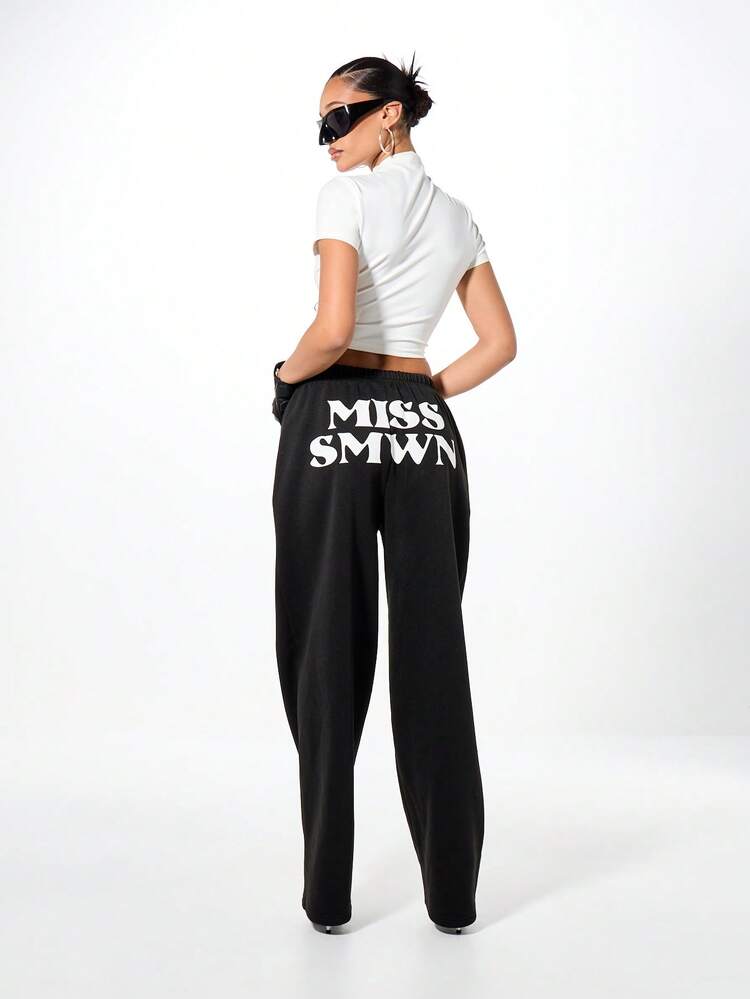 SUMWON WOMEN Miss Printed Joggers With Side Pockets