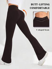 Easithlete Quần legging tập yoga ống loe hình chữ V cho nữ Quần tập yoga cạp cao, ống rộng, quần tập yoga co giãn, tập luyện thể thao, chạy bộ, đạp xe, tập yoga, bóng chày, tập thể dục thường ngày - Nhiều màu - Xem 2