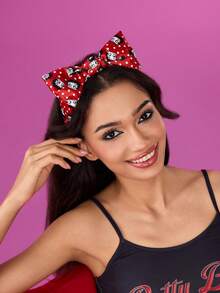 Betty Boop x SHEIN 2 Pcs Fashionable Retro Ladies' Headbands, Bows Hair Accessories, To Show Hair Volume, Red & Black, Polka Dot & Cherry Prints,Gift Ideas,Party,Holiday,Valentine's Day - Multicolor - View 9