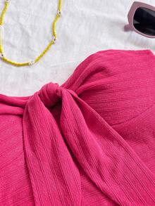 Soleia 2 件套女式黑白条纹编织抹胸短款上衣和高腰短裤套装，适合度假、约会、下午茶、海滩、游轮、城市旅行、音乐节、波西米亚风格 - 彩色 - 查看 4