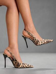 CUCCOO SZL Women's Leopard Print Buckle Design Fashionable Daily Wear High Heel Pumps For Christmas Spring Shoes - Brown - View 5