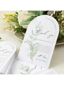 50pcs/100pcs  Floral Thank You Cards, Suitable For Wedding, Reception, Rehearsal Dinner, Party, Event & Celebration Tabletop, Essential For Wedding Gift - Multicolor - View 6