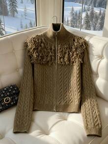 Franclia New Autumn/Winter European & American Retro Sexy Street Style Fitted Crochet Design Women Pullover Sweater - Dark Green - View 3