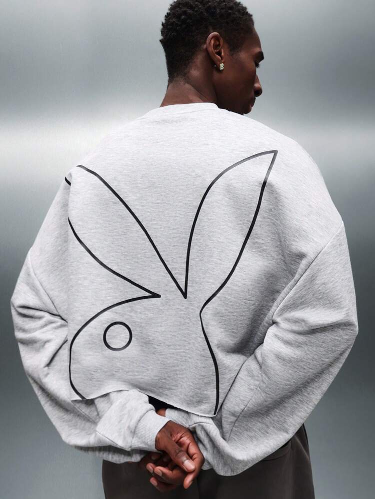 PLAYBOY X SUMWON Long Sleeve Crop Cut Off Sweatshirt