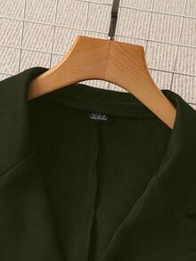 EMERY ROSE Fashionable Commuter Solid Color Double-Breasted Suit Jacket - Army Green - View 6