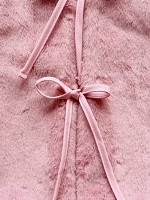 Vintaside Kids Young Girls Plush Soft Jacket, Removable Decorative 3D Bow Vest Design, Fashion Countryside Style, Cute Pink, Versatile All-Match Elegant Lady Jacket Vest