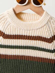 Cozy Pixies Áo len cổ tròn tay dài họa tiết sọc nhiều màu sắc dễ thương cho bé trai - Nhiều màu - Xem 4