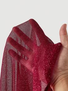 SHEIN MOD Maglietta a maniche lunghe aderente e trasparente di moda e sexy da donna, adatta per autunno/inverno, Capodanno, feste, Natale, matrimoni, elegante per signore, stile retrò, di lusso, top rosso, maglietta bordeaux