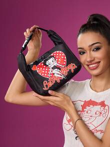 Betty Boop x SHEIN 1 Túi đựng cơm trưa cách nhiệt in hình nhân vật hoạt hình, có thể giữ ấm hoặc lạnh thức ăn, túi dã ngoại, dung tích lớn, có thể đựng hộp cơm trưa, đồ uống hoặc trái cây, thích hợp cho dã ngoại, cắm trại, du lịch, sử dụng gia đình, phù hợp cho gia đình, học sinh, vui nhộn, gợi cảm, dễ thương, đáng yêu, ý tưởng quà tặng, tiệc tùng, ngày lễ, Ngày Valentine - màu đen - Xem 2