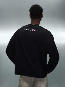 PLAYBOY X SUMWON Áo thun tay dài in hình cờ đua và logo cổ điển cho phong cách cuối tuần thường ngày - màu đen - Xem 5