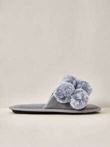 Cuccoo Women's Cute Furball Patchwork House Slippers