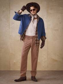 RivetRise Chaqueta vaquera corta y suelta lavada para hombre, estilo clásico, gris oscuro - Azul - Ver 2