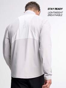 Men's Casual Minimalist Zip-Up Long Sleeve T-Shirt, ARC-1085-SLV - Light Grey - View 2