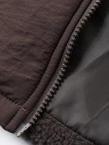 DAZY Young Boy Autumn/Winter Embroidered Design Drop Shoulder Long Sleeve Zip-Up Sherpa Jacket