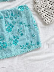 Soleia 新款休闲度假西部海滩婚礼宾客礼服毕业早午餐女装，适合圣帕特里克节、春假、复活节、音乐节等场合，优雅波西米亚热带风情露背两件套 - 藍色 - 查看 6