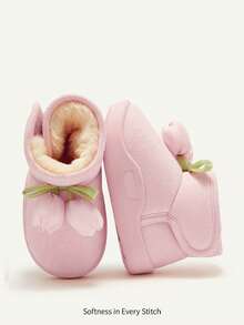 Cozy Pixies Autumn/Winter All-Match Casual Fashion Versatile Plush Thickened Warm Cute Soft Baby Snow Boots, Ankle Boots, Slippers