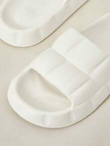 Cuccoo Woman Shoes Textured Single Band Cool White Home EVA Slides For Summer Vacation Shoes Summer Back To School Shoes College Student Shoes Spring Shoes Spring Break Easter For Casual Beach Style For Christmas - White - View 3