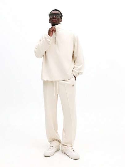 SUMWON 优质绒面革半拉链运动衫和慢跑裤套装男士休闲家居服运动服冬秋