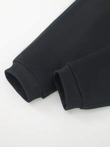 SHEIN 2 件套年轻男孩可爱休闲黄色刺绣运动衫和黑色裤子舒适服装，春季 - 藍色 - 查看 8