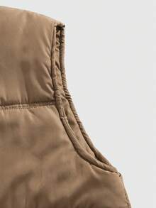 ROMWE MEN Street Life Men's Plain Simple Casual Sleeveless Khaki Vest